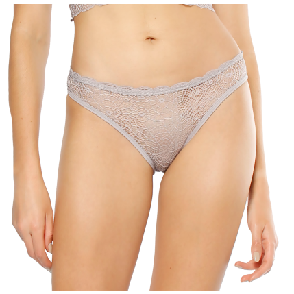 Women's Gray Luxe Lace Thong
